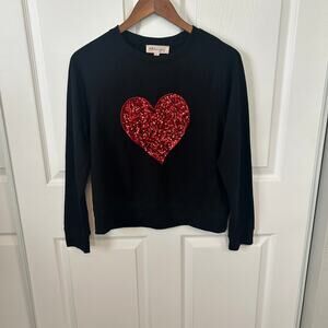 Philosophy Red Sequin Heart Black Sweatshirt Small Valentine's‎